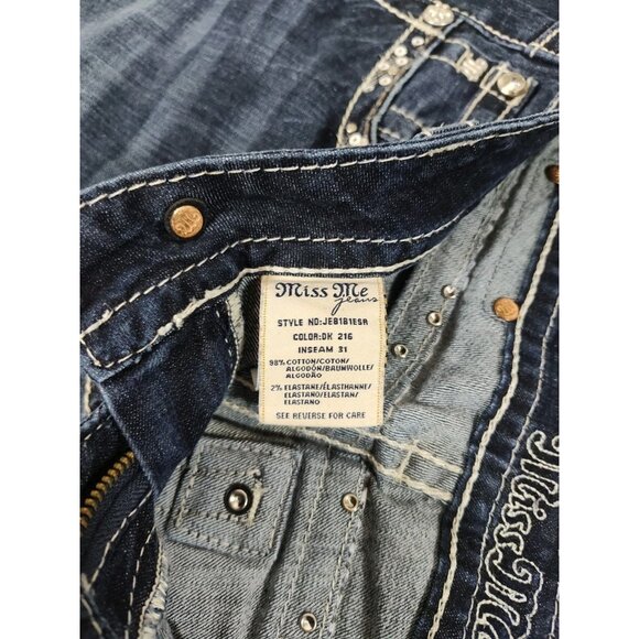 Miss Me Women's Jeans Size 26 Mid Rise Easy Skinny Embellished Pockets Dark Wash - Picture 5 of 12